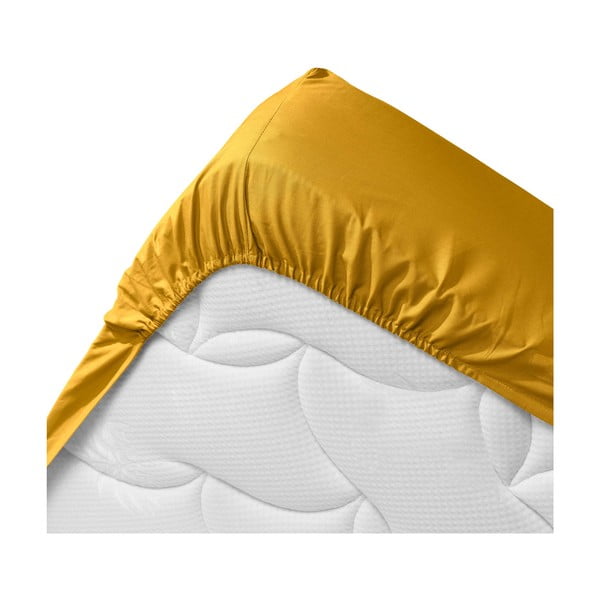 Paklodė iš organiškos medvilnės geltonos spalvos su guma 160x200 cm Biolina – douceur d'intérieur-image-3