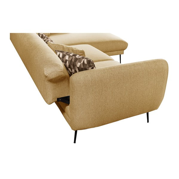 Geltona išskleidžiama kampinė sofa Pandia Home Madrid, dešinysis kampas-image-3