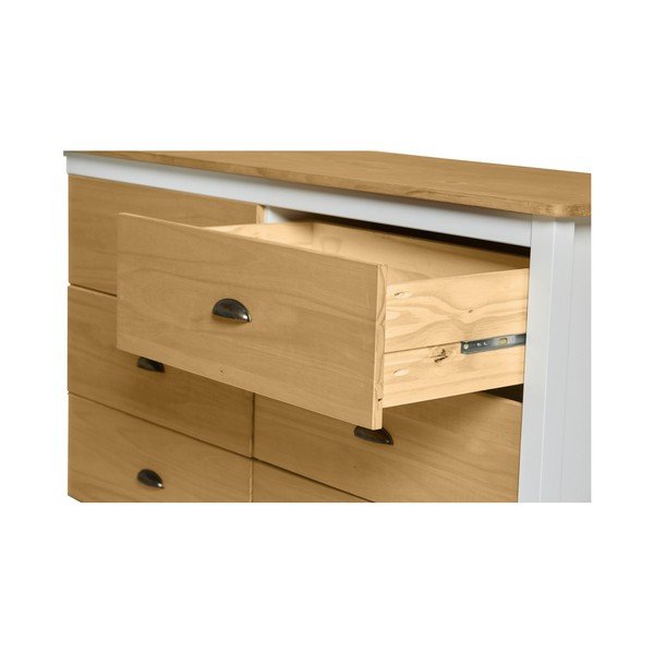 Baltos spalvos pušies masyvo komoda su 6 stalčiais "Marckeric Iryna-image-2