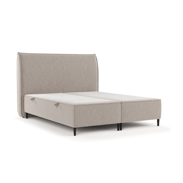 Dvigulė lova pilkos spalvos/smėlio spalvos audiniu dengta su sandėliavimo vieta 160x200 cm Draco – Maison de Rêve