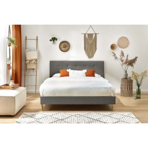 Tamsiai pilka dvigulė lova Bobochic Paris Rory Light, 160 x 200 cm-image-4