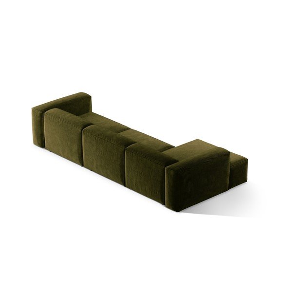 Žalios spalvos iš kordinio velveto kampinė sofa (su kairiuoju kampu/su gultu) Bergamo – Cosmopolitan Design-image-4