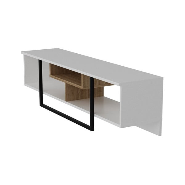 Baltas ąžuolinis televizoriaus staliukas 149x40 cm Asal - Kalune Design-image-2