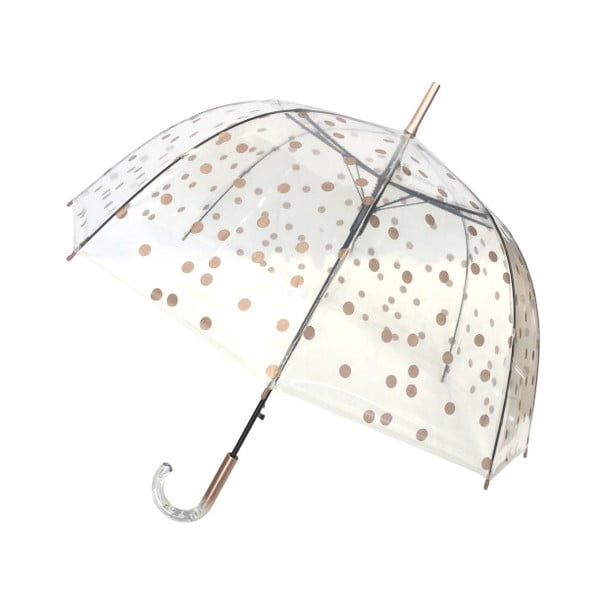 Skaidrus vėjo nepraleidžiantis skėtis su auksinėmis detalėmis "Ambiance Birdcage Dots", ⌀ 85 cm