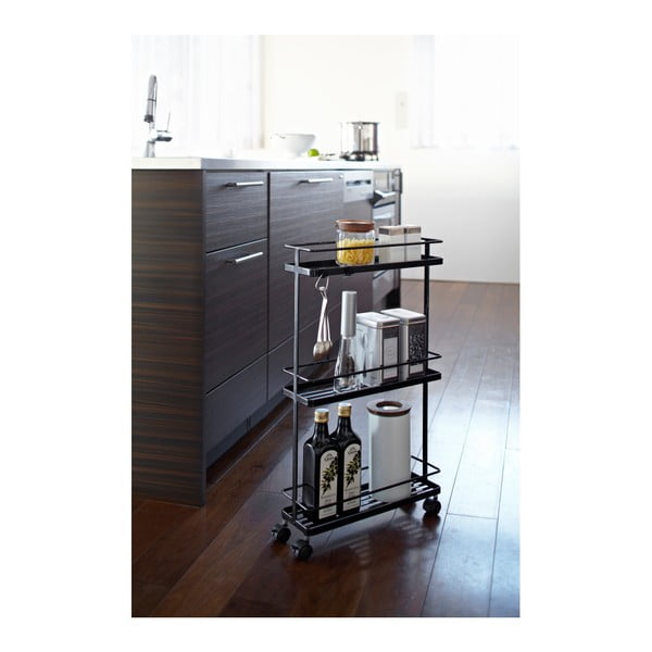 Iš metalo lentyna ant ratukų juodos spalvos 38x66 cm Tower – YAMAZAKI-image-1