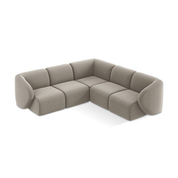 Šviesiai rudos spalvos kampinė sofa iš velveto Lani – Makamii-image-1