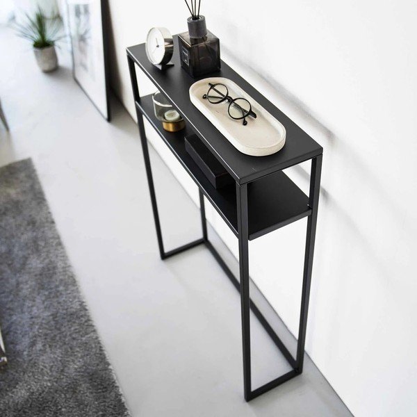Juodos spalvos iš metalo konsolinis staliukas 18x60 cm Tower – YAMAZAKI-image-1