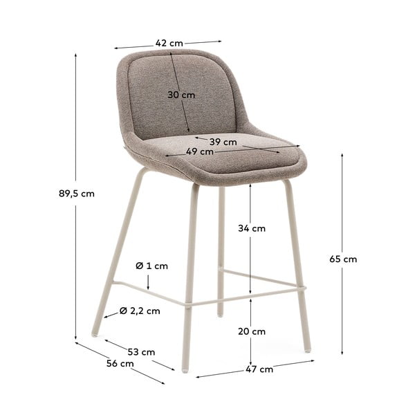Pilkai smėlinės spalvos baro taburetė (sėdynės aukštis 65 cm) Aimin – Kave Home-image-3