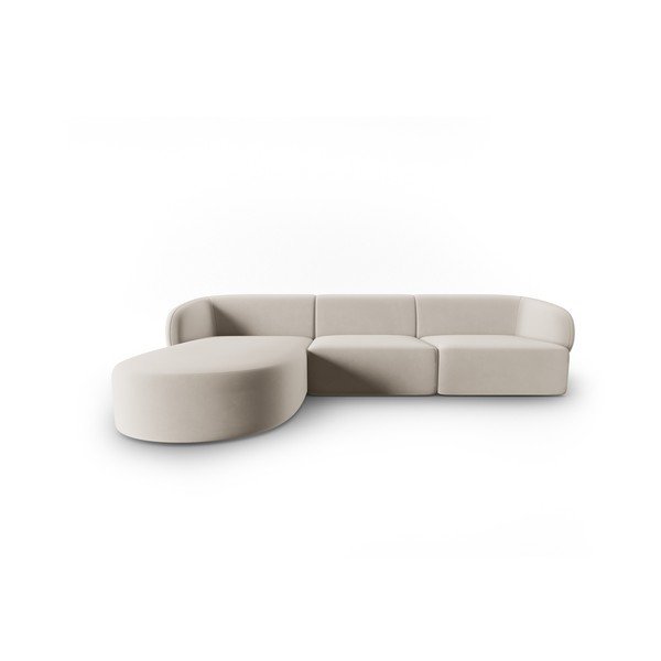 Smėlio spalvos iš velveto kampinė sofa (su kairiuoju kampu/su gultu) Paolo – Milo Casa
