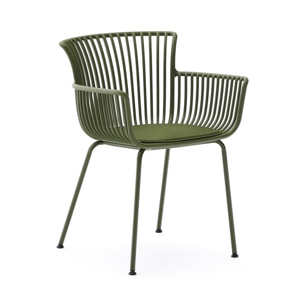 Tamsiai žalios spalvos metalinė sodo kėdė Surpika – Kave Home