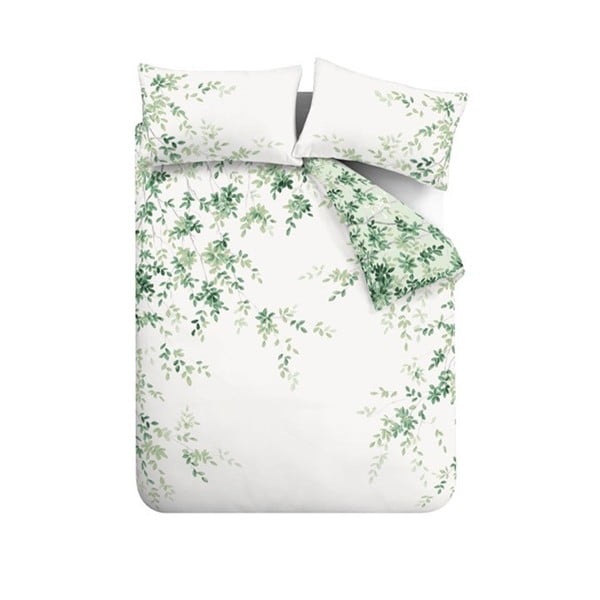 Baltos spalvos/žalios spalvos iš medvilnės viengulė patalynė 135x200 cm Scenic Leaves – RHS