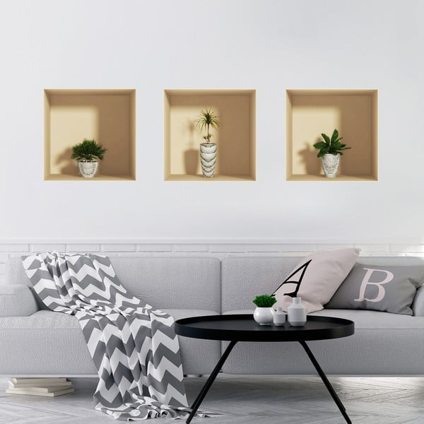 3 lipdukų rinkinys su 3D efektu Ambiance Palms-image-1