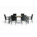 Sodo valgomojo komplektas 6 asmenims su juodomis kėdėmis Paris ir stalu Thor, 210 x 90 cm