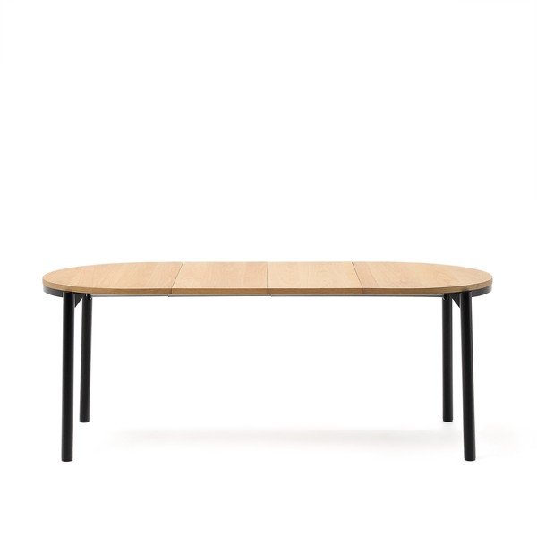 Prailginamas valgomojo stalas natūralios spalvos su ąžuolo dekoro stalviršiu 90x120 cm Montuiri – Kave Home-image-4