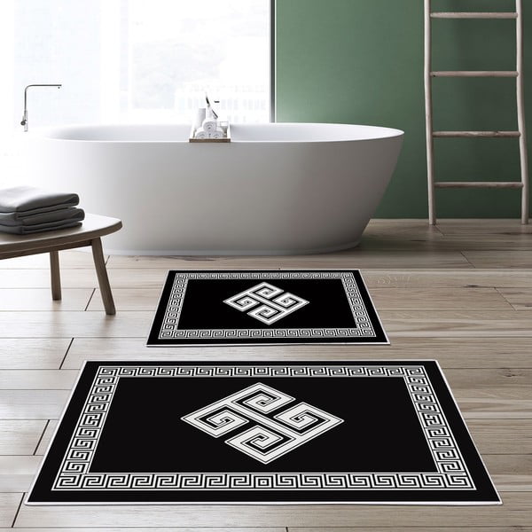 2 juodai balti vonios kambario kilimėliai - Foutastic