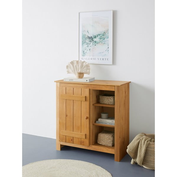 Iš pušies masyvo spintelė natūralios spalvos 90x90 cm Bertram – Støraa-image-1