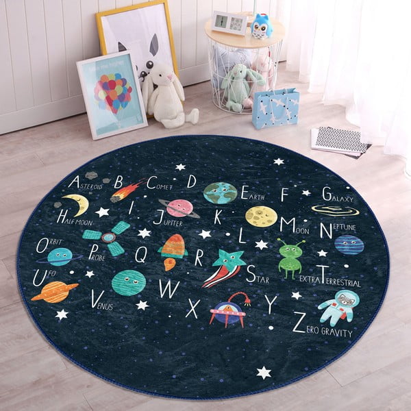 Vaikiškas kilimas tamsiai mėlynos spalvos ø 100 cm Comfort – Mila Home-image-2