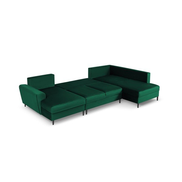 Žalios spalvos iš velveto sulankstoma/su sandėliavimo vieta kampinė sofa (su dešiniuoju kampu/„U“ formos) Kyoto – Cosmopolitan Design-image-2