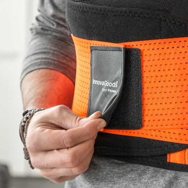 Oranžinės ir juodos spalvos sportinis diržas svoriui mažinti ir laikysenai "InnovaGoods", L dydis-image-3