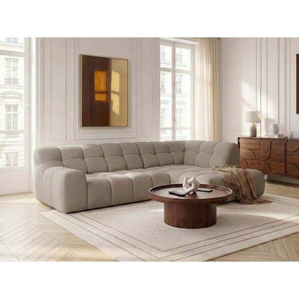 Smėlio spalvos sulankstoma/ar elektrisko sēdekļa regulēšanu kampinė sofa (su dešiniuoju kampu/„L“ formos) Andre – Bobochic Paris-image-1