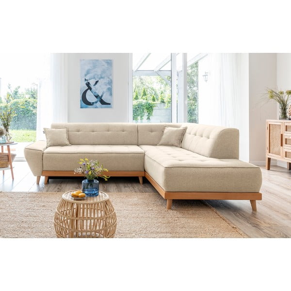 Smėlio spalvos sofa-lova Miuform Dazzling Daisy L, dešinysis kampas-image-3