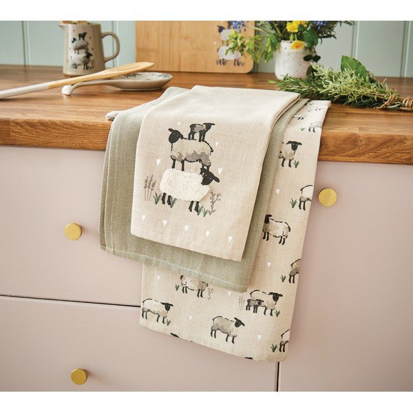 Iš lino mišinio virtuvės rankšluosčiai 3 vnt. 45x65 cm Highland Sheep – Cooksmart ®-image-1