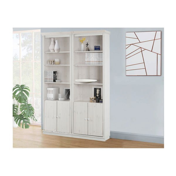 Iš pušies masyvo knygų spinta  baltos spalvos 148x223 cm Anita – Støraa-image-1