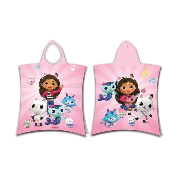 Rožinės spalvos iš medvilnės vaikiškas pončas 3-8 metai Gabby´s Dollhouse – Jerry Fabrics