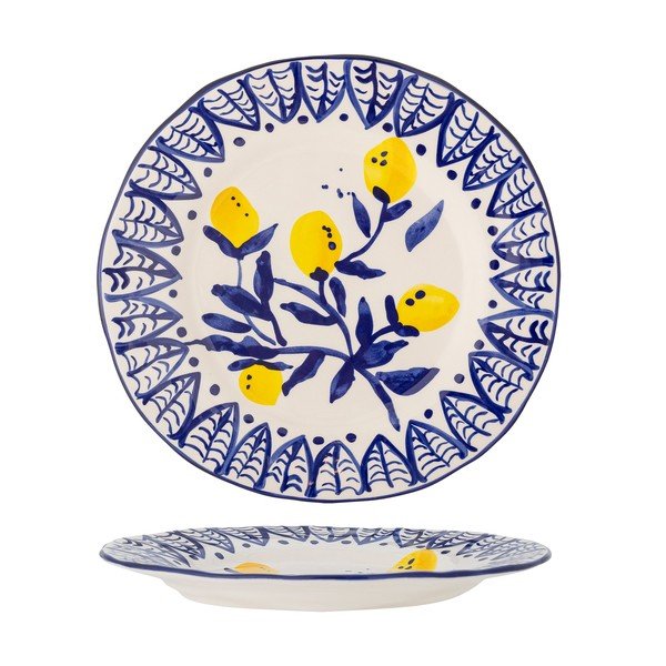 Baltos spalvos/mėlynos spalvos skirta serviravimui iš akmens masės lėkštė ø 27 cm Maxima – Bloomingville-image-3