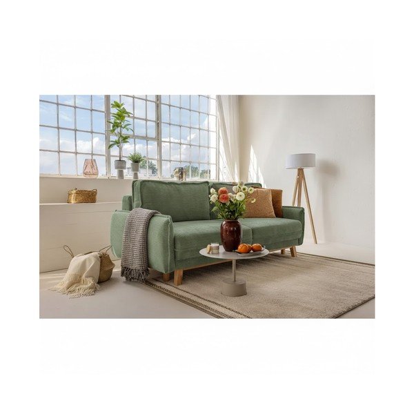 Iš kordinio velveto sulankstoma sofa šviesiai žalios spalvos 218 cm Tori – Bonami Selection-image-1