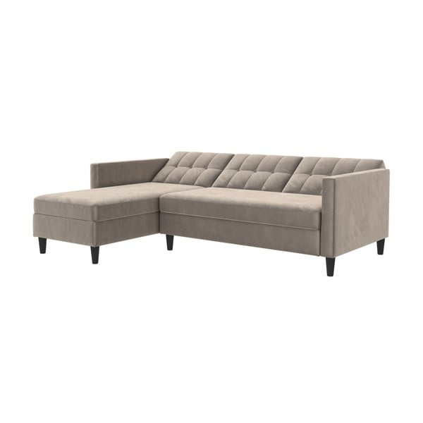 Iš velveto kampinė sofa smėlio spalvos Hartford – Støraa-image-1