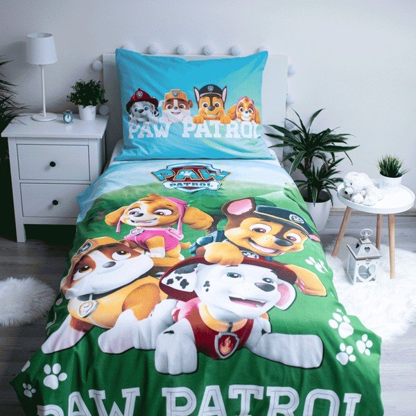 Medvilninė vaikiška viengulė patalynė su švytinčiu efektu 140x200 cm Paw Patrol - Jerry Fabrics-image-1