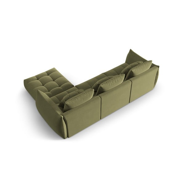 Šviesiai žalios spalvos iš velveto kampinė sofa Bloom – Micadoni -image-3