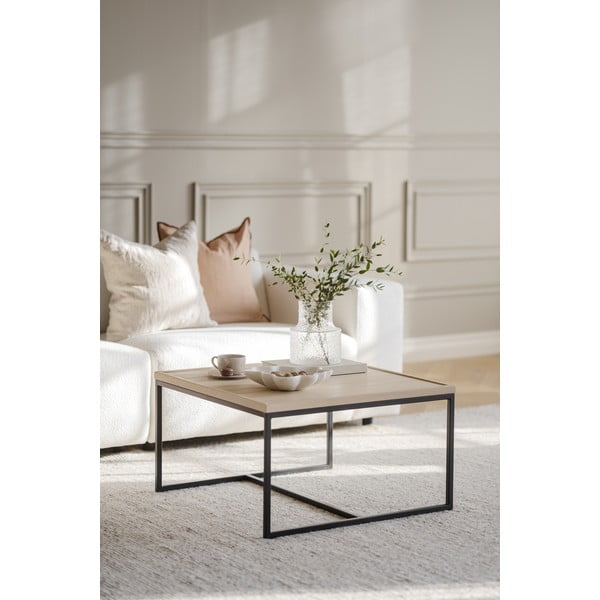 Kavos staliukas natūralios spalvos su ąžuolo masyvo stalviršiu ø 70 cm Deerfield – Rowico-image-3