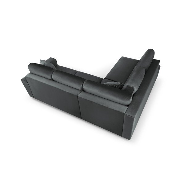 Tamsiai pilkos spalvos iš velveto sulankstoma/su sandėliavimo vieta kampinė sofa (su kairiuoju kampu/„L“ formos) Kyoto – Cosmopolitan Design-image-4