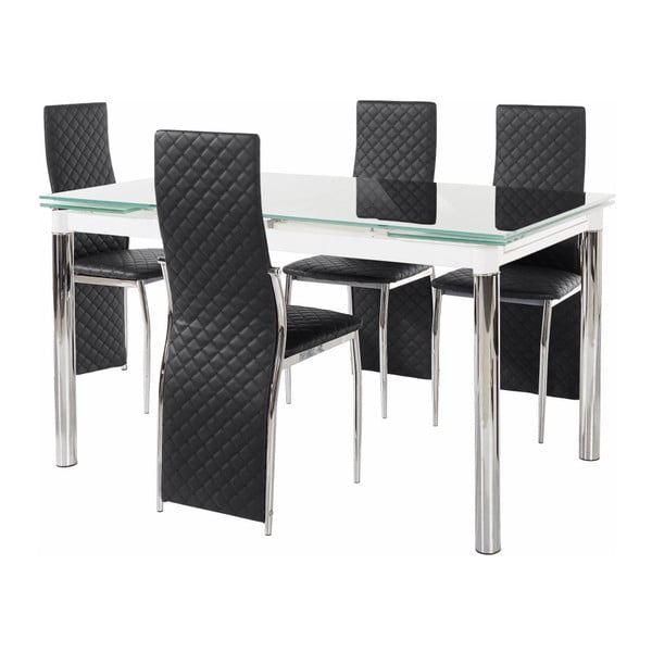 4 juodų valgomojo stalų ir 4 juodų valgomojo kėdžių rinkinys "Støraa Pippa William Puro Black