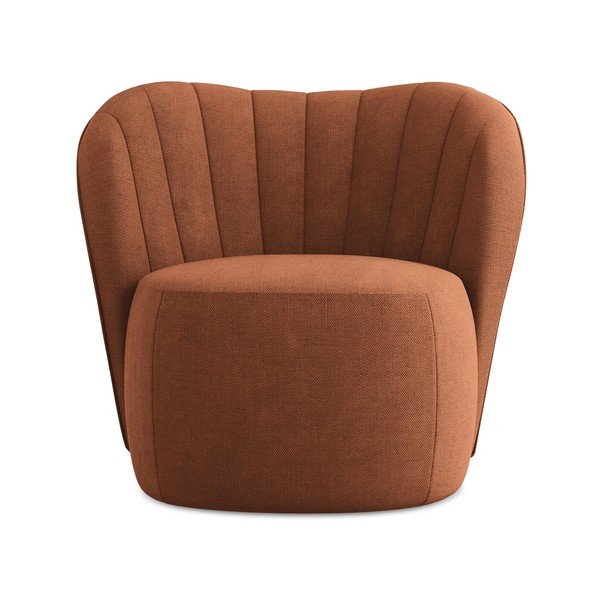 Terakotos spalvos krėslas iš šenilinio audinio Keloa – Makamii-image-1