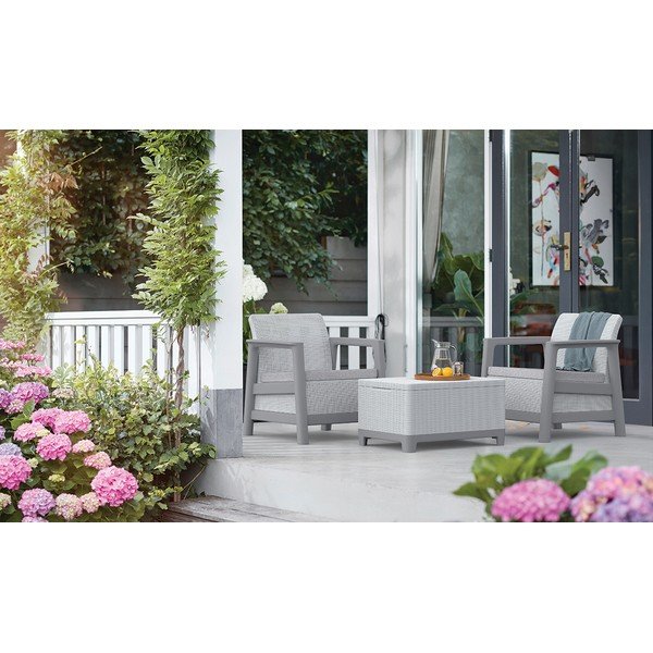 Šviesiai pilkos spalvos plastikiniai sodo krėslai 2 vnt. Scandi Linea – Keter-image-1