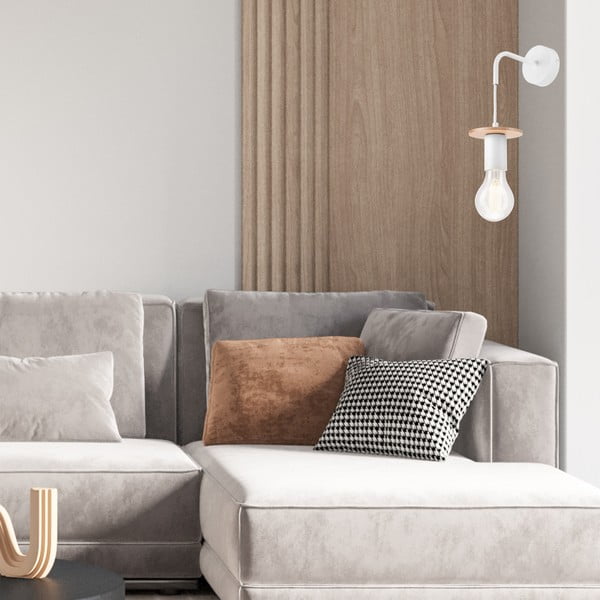 Sieninė lempa baltos spalvos Angelina – LAMKUR-image-2