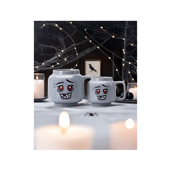 Pilkos spalvos iš keramikos vaikiškas puodelis latte kavai 255 ml Zombie – LEGO®-image-3