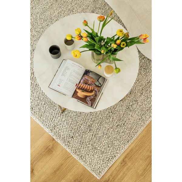 Rankų darbo iš vilnos mišinio kilimas šviesiai pilkos spalvos 120x170 cm Minerals – Flair Rugs-image-1