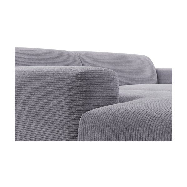 Šviesiai pilka aksominė kampinė sofa Marie Claire Home Karen, 250 cm, kairysis kampas-image-1
