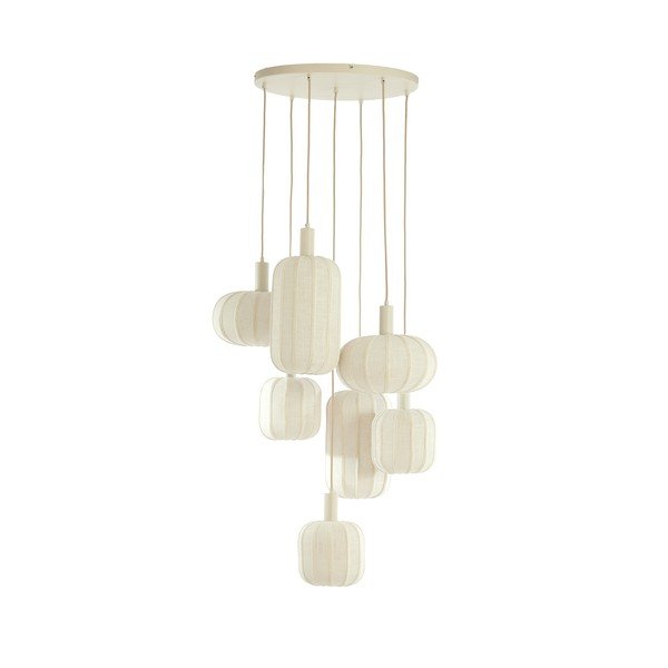 Kreminės spalvos kabantis šviestuvas ø 50 cm su tekstiliniu gaubtu Tufia – Light & Living