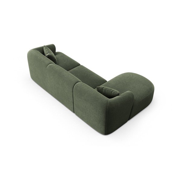 Žalios spalvos kampinė sofa iš velveto (su kairiuoju kampu/su gultu) Campi – Cosmopolitan Design-image-4