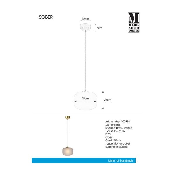 Pakabukas Markslöjd Sober Pendant Smoke-image-2