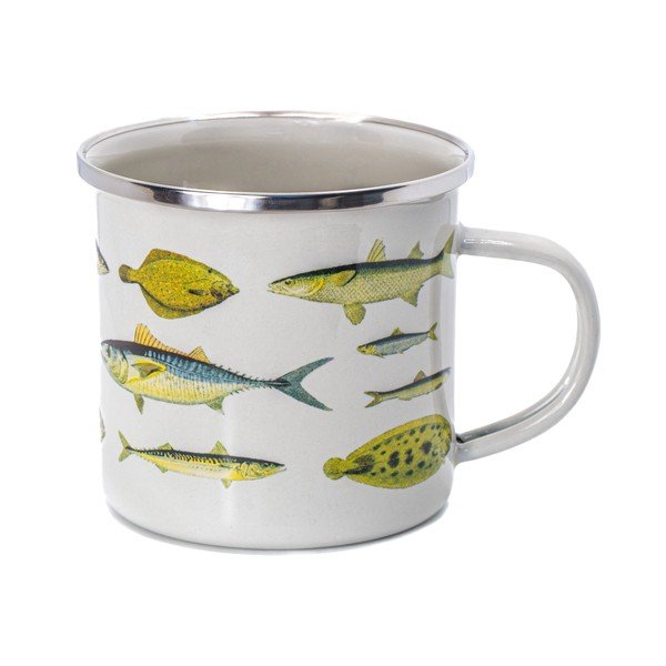 Baltos spalvos/žalios spalvos puodelis 310 ml Vintage Fish – Sass & Belle