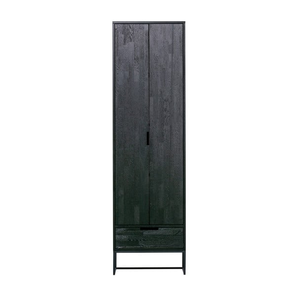 Drabužių spinta juodos spalvos iš uosio masyvo 60x210 cm Silas – WOOOD