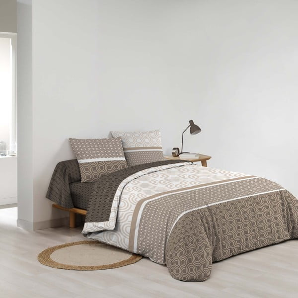 Rudos spalvos iš medvilnės dvigulė/itin ilga patalynė su paklode/6 dalių 240x220 cm Pacha – douceur d'intérieur