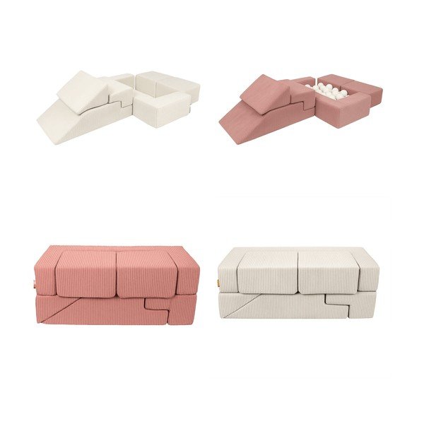 Kreminės spalvos iš velveto putų žaidimų aikštelė 6 vnt. aukštis 40 cm 100x35 cm Montessori – Meowbaby-image-2