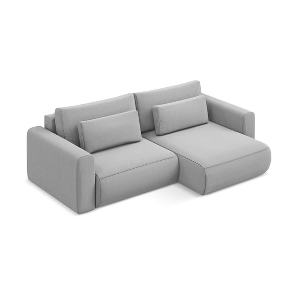 Šviesiai pilkos spalvos iš velveto sulankstoma/su sandėliavimo vieta kampinė sofa (su dešiniuoju kampu/su gultu) Kapua – Makamii-image-4